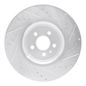 Ford Edge Brake Rotor (1) - Front Left - R1 Concepts - Drilled & Slotted - Silver - `15-`21